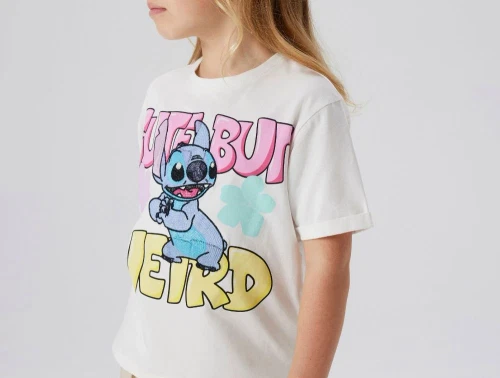 Name It t-shirt cloud dancer med Stitch print